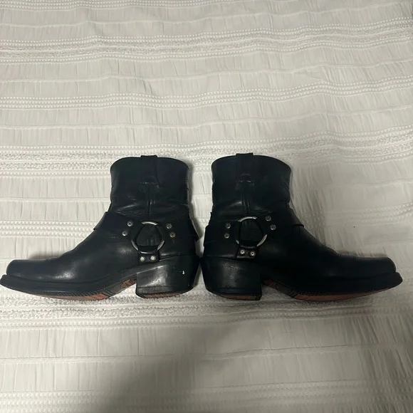 Harley Davidson Black Leather Harness Ankle Boots - Picture 7 of 13